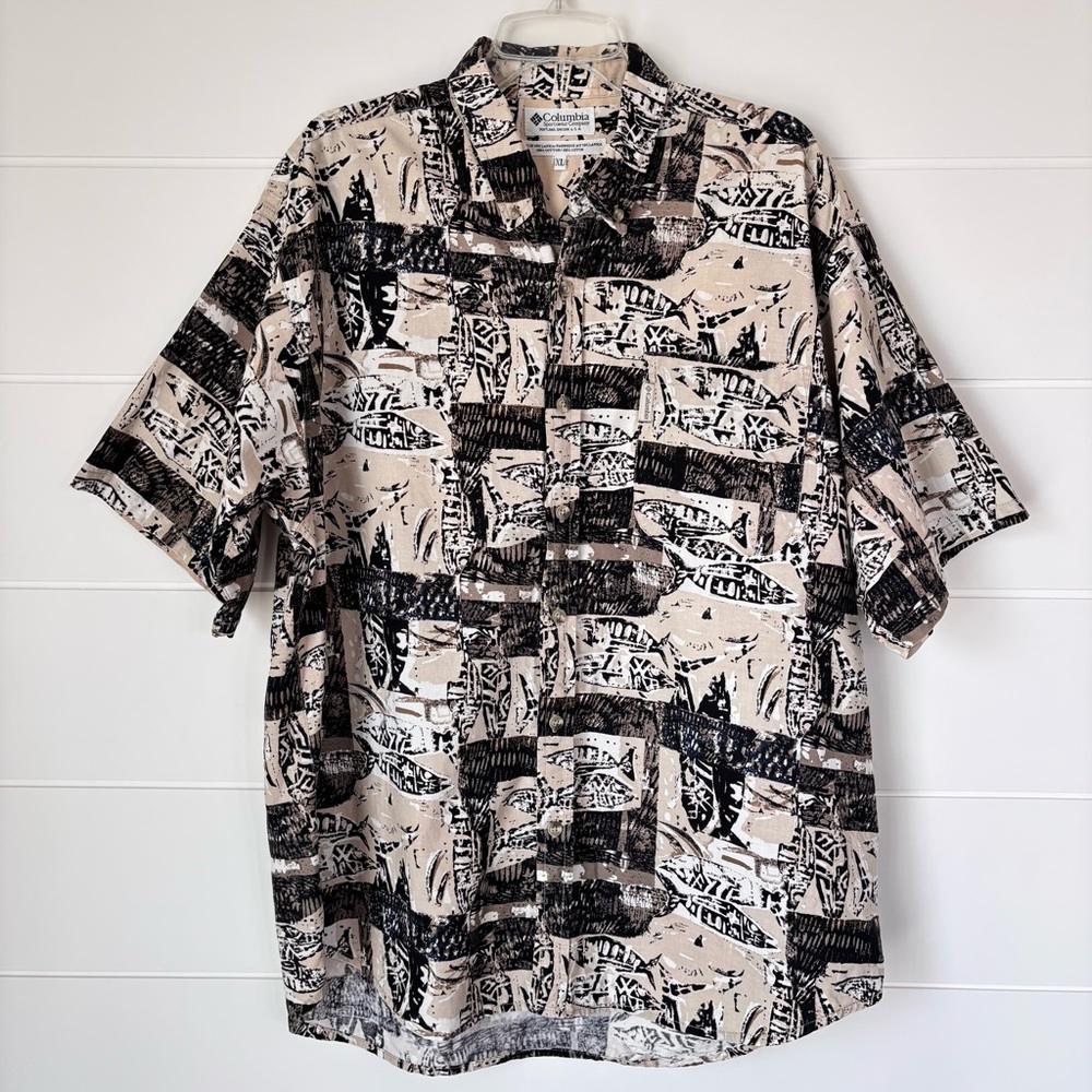 Vintage Columbia Sportswear Mens Button Down Short Sleeve Fishing Shirt XL - Picture 1 of 11